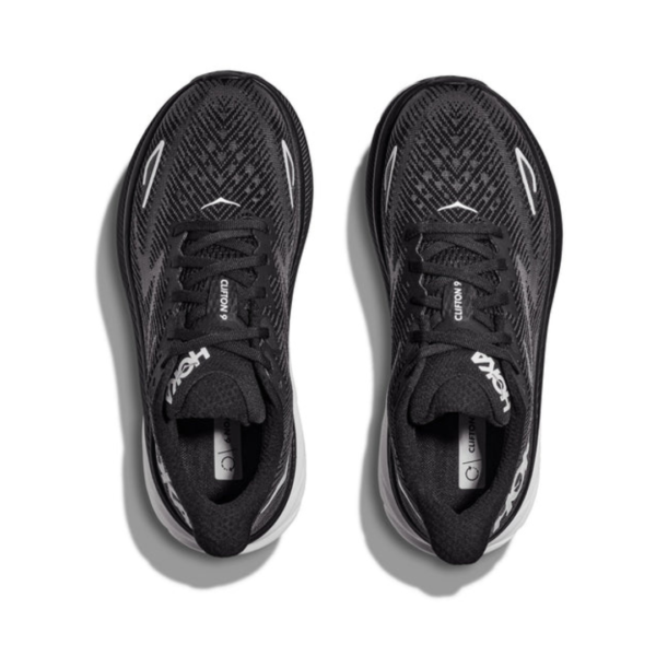 ⁦נעלי ריצה גברים HOKA CLIFTON 9 WIDE שחור לבן⁩ – תמונה ⁦3⁩