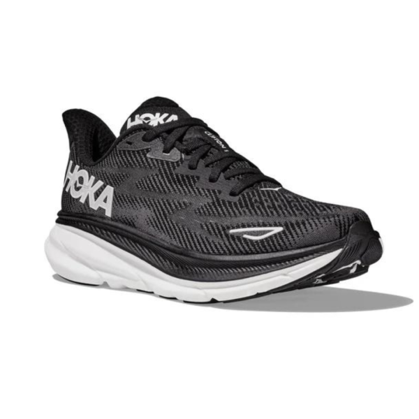 ⁦נעלי ריצה גברים HOKA CLIFTON 9 WIDE שחור לבן⁩ – תמונה ⁦5⁩